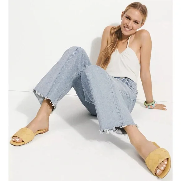 Anthropologie Silent D Ayda Woven Yellow Slide Sandals NWT Size 10 - Picture 6 of 13